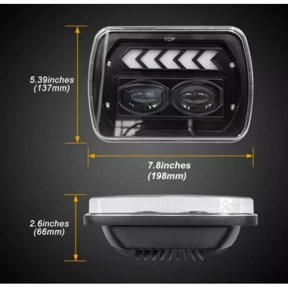 Far auto F.TIP 11-OFF ROAD: 7&quot;/45W / 5X7 (inch)/12V-24V/2700LM/ IP 67 Rezistent la apa, Semnalizare Dinamica