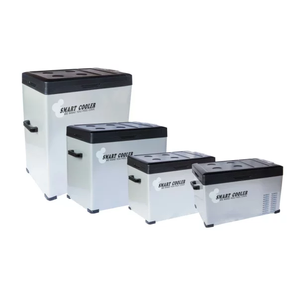 FRIGIDER AUTO CU COMPRESOR SMART COOLER 75L , 12/24/220V, CU DISPLAY LCD SI BLUETOOTH, TRANSFORMATOR 220V INCLUS, TAXA VERDE INCLUSA