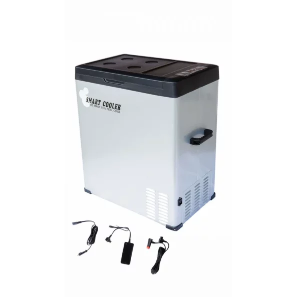 FRIGIDER AUTO CU COMPRESOR SMART COOLER 75L , 12/24/220V, CU DISPLAY LCD SI BLUETOOTH, TRANSFORMATOR 220V INCLUS, TAXA VERDE INCLUSA