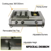 Gratar - KDM02+1, 2 arzatoare+1 zona de gatit ,gaz,dimensiune 700 X 400 X 220 mm, otel inoxidabil