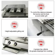 Gratar - KDM02+1, 2 arzatoare+1 zona de gatit ,gaz,dimensiune 700 X 400 X 220 mm, otel inoxidabil