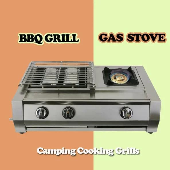 Gratar - KDM02+1, 2 arzatoare+1 zona de gatit ,gaz,dimensiune 700 X 400 X 220 mm, otel inoxidabil