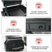 Gratar - TTC18 ,carbune, BBQ smoker 2 in1, grill si afumatoare, termometru, dimensiuni totale 112 X98,5 cm, negru