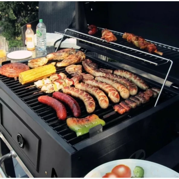 Gratar - TTC18 ,carbune, BBQ smoker 2 in1, grill si afumatoare, termometru, dimensiuni totale 112 X98,5 cm, negru