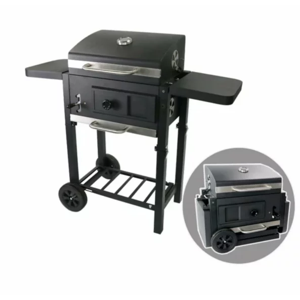 Gratar - TTC18 ,carbune, BBQ smoker 2 in1, grill si afumatoare, termometru, dimensiuni totale 112 X98,5 cm, negru