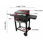 Gratar - TTC18 ,carbune, BBQ smoker 2 in1, grill si afumatoare, termometru, dimensiuni totale 112 X98,5 cm, negru