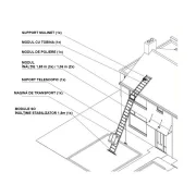 Lift de acoperis scara cu troliu 19m + carucior de transport pentru panouri fotovoltaice + carucior de transport marfa