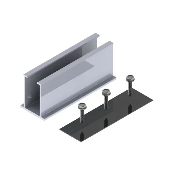 MINI-SINA 120 MM INALTIME DE 50 MM CU BANDA DE PROTECTIE DE CAUCIUC SI 2 SURUBURI AUTOFORANTE 6,3*25