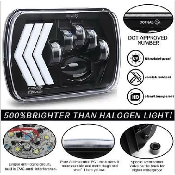 SET Faruri auto P.TIP 29-OFF ROAD: 7&quot;/90W / 5X7 (inch)/12V-24V/5.000LM/ IP 67 Rezistent la apa