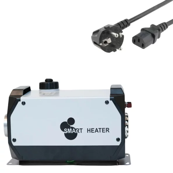 SIROCOU PORTABIL PATRAT PREMIUM ALB SMART HEATER, PUTERE 8 KW, 12V,24V SI 220V, TRANSFORMATOR INTEGRAT, CARCASA DIN ALUMINIU SI BUJIE JAPONEZA KYOCERA, TAXA VERDE INCLUSA