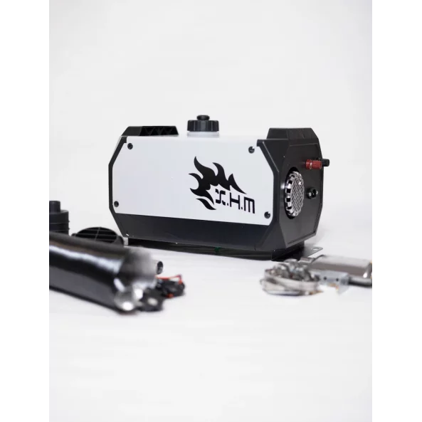 SIROCOU PORTABIL PATRAT PREMIUM ALB SMART HEATER, PUTERE 8 KW, 12V,24V SI 220V, TRANSFORMATOR INTEGRAT, CARCASA DIN ALUMINIU SI BUJIE JAPONEZA KYOCERA, TAXA VERDE INCLUSA