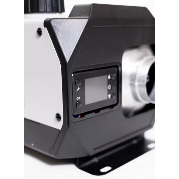 SIROCOU PORTABIL PATRAT PREMIUM ALB SMART HEATER, PUTERE 8 KW, 12V,24V SI 220V, TRANSFORMATOR INTEGRAT, CARCASA DIN ALUMINIU SI BUJIE JAPONEZA KYOCERA, TAXA VERDE INCLUSA