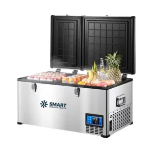 Frigider auto cu compresor smart cooler, capacitate 80L, cu bluetooth si zona dubla de racire, taxa verde inclusa