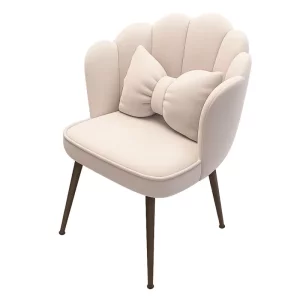 Scaun PEARL - elegant cu design curbat, tapitat cu material textil si picioare din fier